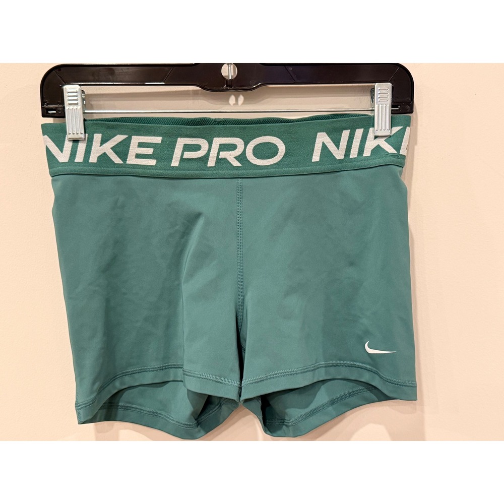 Nike Pro Womens Teal Green Compression Athletic Training Shorts 3 Inch Inseam